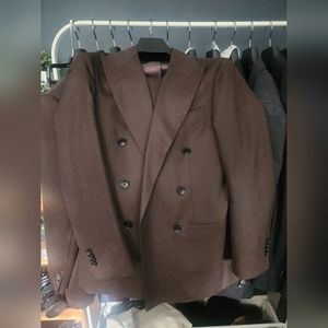 Brown Havana low double breasted suit 36S